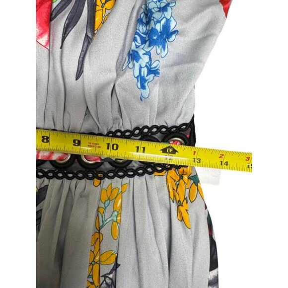 Badgley Mischka Floral Grommet Maxi Halter Size 4 Wedding Guest Vacation - Picture 8 of 12